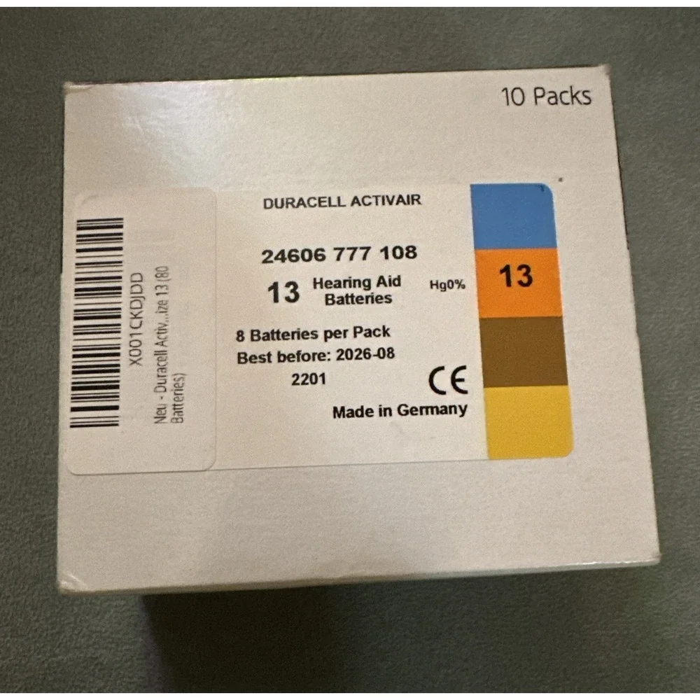 160 Duracell‎ Hearing Aid Batteries Size #13 (2 Boxes Of 80) Best By 2026-08